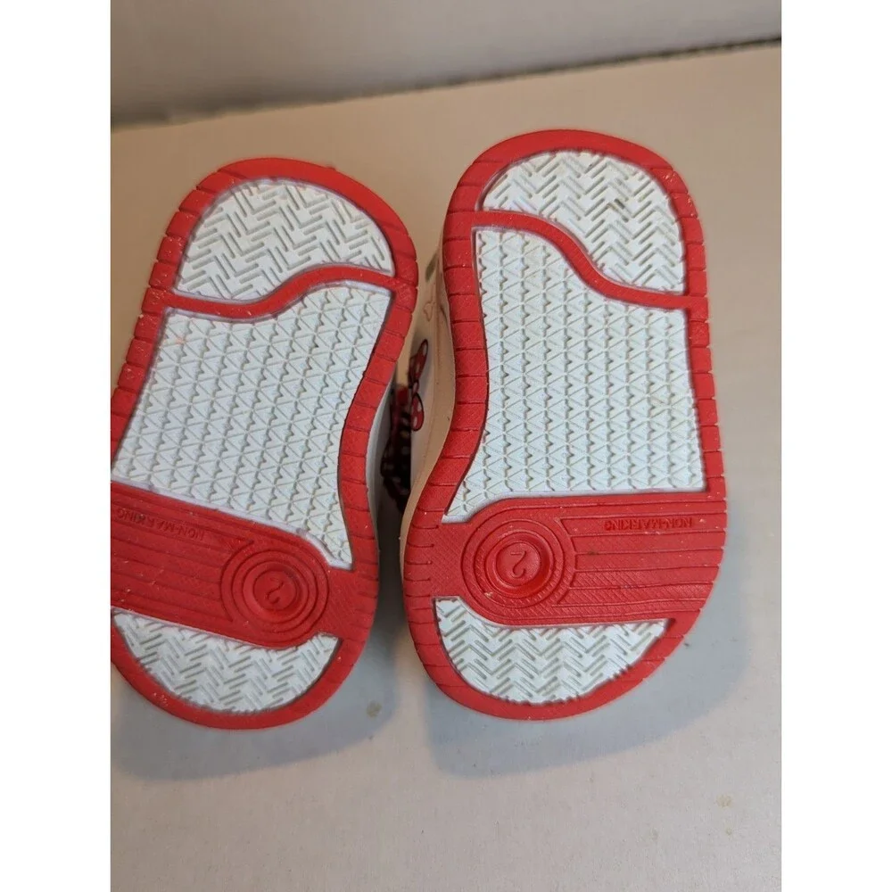 Minnie Mouse Disney Shoes Size 2 Toddler Canvas White And Red Bow Sparkles